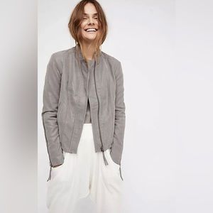 Free People Cool & Clean Vegan Faux Leather Moto Jacket in Steel Grey Size 2